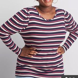 Lane Bryant Puff Shoulder Ribbed Top Size 18/20